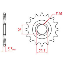 Grosskopf продаж передня зірочка 2103 14 gas gas ec 250/300/450f '11-'15, yamaha yz 125, yz250f '01-'25, wr 250f '01-'25 (e250-13 (+1) (jtf1590.14)