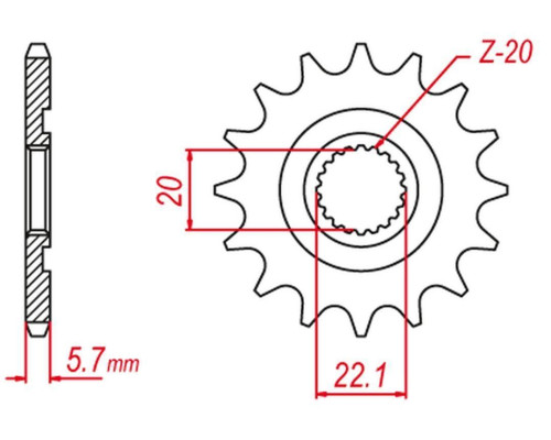 Grosskopf продаж передня зірочка 2103 14 gas gas ec 250/300/450f '11-'15, yamaha yz 125, yz250f '01-'25, wr 250f '01-'25 (e250-13 (+1) (jtf1590.14)