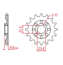 Grosskopf продаж зірочка передня 2133 15 suzuki rmz 450 '05-'07 (+1), rmz 450 '08-'12 (+2) (jtf1441.15)