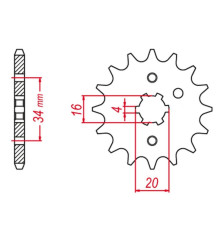 Grosskopf продаж зірочка передня 263 15 yamaha dt125 lc '82-'88, tzr125, sr125 junak 125 (jtf1263.15)