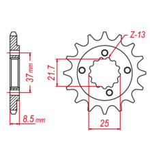 Grosskopf продаж передня зірочка 350 15 honda xr 600 '91-'00, polaris 500 '03-'07, trx 400 x/ex '05-'14 (+1) (jtf1309.15)