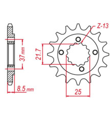 Grosskopf продаж передня зірочка 350 15 honda xr 600 '91-'00, polaris 500 '03-'07, trx 400 x/ex '05-'14 (+1) (jtf1309.15)