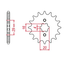Grosskopf продаж зірочка передня 514 14 kawasaki kx125 '84-'93 (jtf422.14)