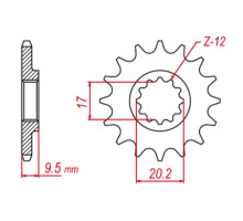 Grosskopf продаж передня зірочка 7005 12 ktm sx 60 '98-'01, sx 65 '98-'03 (jtf1906.12)