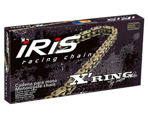 Iris 525 xr-124 приводний ланцюг (124-ланці) х-кільце (відкрито + вушка) золотий колір (до 900ccm) (39.0kn)