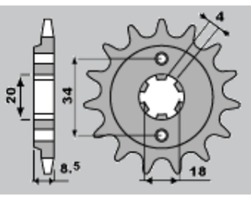 Jr передня зірочка 2046 14 honda cmx 250 '87-'05 (jtf270.14) (ланцюг 520) (204614jt)