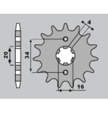 Jr передня зірочка 263 16 yamaha dt125 lc '82-'88, tzr125, sr125 (jtf1263.16)