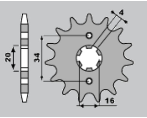 Jr передня зірочка 263 16 yamaha dt125 lc '82-'88, tzr125, sr125 (jtf1263.16)