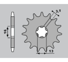 Jr передня зірочка 428 14 suzuki dr-z 70 '08-'18, dr-z 50 '19-'21, ts/gt 80 '81-'82, jr/ds 80 '82-'04
