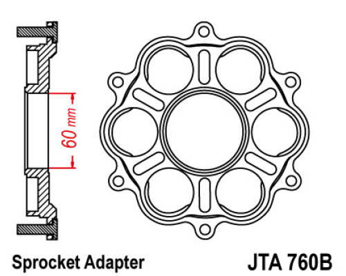 Адаптер задній зірочки jt ducati 1098/1099/1198, multistrada 1200, diavel 1198