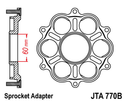 Jt адаптер задньої зірочки ducati panigale/s/r 1199 '12-'15, 1299 '15-'16, monster 1200 '14-'16