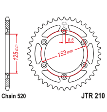 Jt продаж задня зірочка 289 50 honda cr/crf/xr '83-'19 (ланцюг 520) (28950jt) - замінено на jtr210.50sc