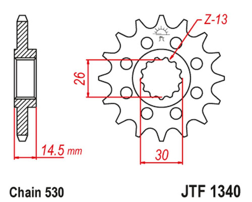 Jt передня зірочка 1340 18 honda cb 1100 sa / ex '14-'19, cb 1100 rs 17-'20 (jtf1340.18) (ланцюг 530)