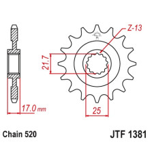 Jt передня зірочка 2042 16 з гумою honda cb 500f/x '13-'15, cbr 500r '13-'15 (204216jtrb) (ланцюг 520)