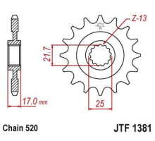 Jt передня зірочка 2042 16 з гумою honda cb 500f/x '13-'15, cbr 500r '13-'15 (204216jtrb) (ланцюг 520)