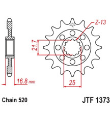 Jt передня зірочка 2042 16 з гумою honda nc 700s/x '12-'13, integra 700d '12-'13 (jtf1373.16rb)* (ланцюг 520)