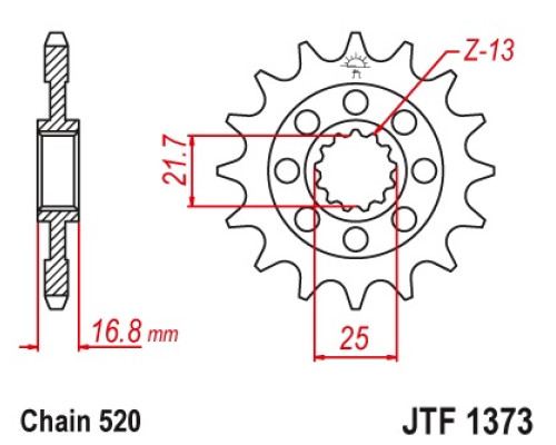 Jt передня зірочка 2042 16 з гумою honda nc 700s/x '12-'13, integra 700d '12-'13 (jtf1373.16rb)* (ланцюг 520)
