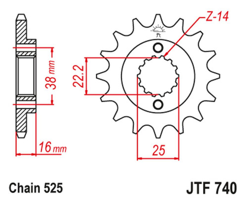 Зірочка передня jt 2050 15 з гумою ducati 796/916/944/996 (205015jtrb) (ланцюг 525)