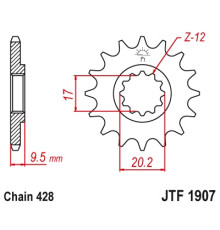 Зірочка передня jt 2084 14 ktm sx 85 04-17 (+1) (208414jt) (ланцюг 428)