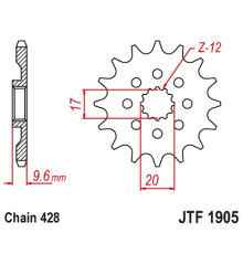 Зірочка передня jt 2084 14 ktm sx 85 18-24, husqvarna tc 85 18-24 (+1) (jtf1905.14)* (ланцюг 428)