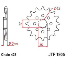 Зірочка передня jt 2084 14 ktm sx 85 18-24, husqvarna tc 85 18-24 (+1) (jtf1905.14)* (ланцюг 428)
