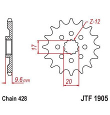 Зірочка передня jt 2084 14 ktm sx 85 18-24, husqvarna tc 85 18-24 (+1) (jtf1905.14)* (ланцюг 428)
