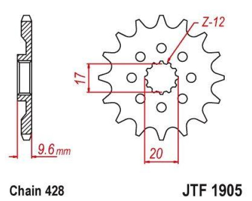 Зірочка передня jt 2084 14 ktm sx 85 18-24, husqvarna tc 85 18-24 (+1) (jtf1905.14)* (ланцюг 428)