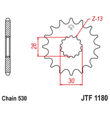 Jt передня зірочка 2090 18 з гумою triumph daytona 955/sprint st/sprint gt (209018jtrb) (ланцюг 530)