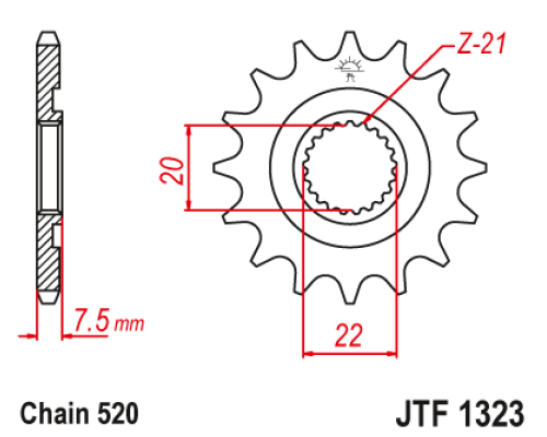 Jt передня зірочка 2120 13 honda cr 125r '04-'07, crf 250r/x '04-'17 (ланцюг 520)