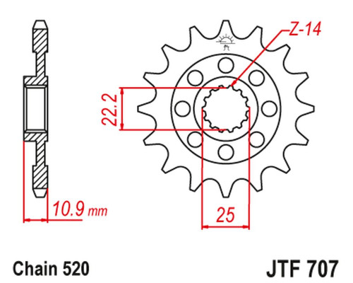 Jt передня зірочка 2145 14 aprilia 450/550 rxv-sxv 06-12 (214514jt) (ланцюг.520)