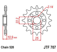 Jt передня зірочка 2145 16 aprilia 450/550 rxv-sxv 06-12 (214516jt) (ланцюг.520)