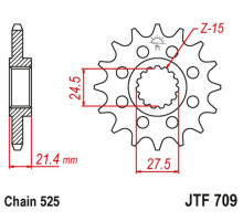 Jt передня зірочка 2150 16 з гумою aprilia 750 dorsoduro/abs '07-'16, shiver/gt/abs '07-'16, 1200 dorsoduro/abs '11-'16 (215016jtrb) (ланцюг 525)