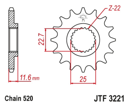 Зірочка передня jt 2180 11 polaris 250/300/325/400/500 (218011jt) (ланцюг 520)