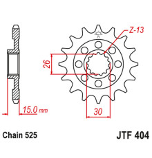 Jt передня зірочка 2198 17 bmw s1000rr '09-'19 з гумою (219817jtrb) (ланцюг 525)