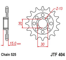 Jt передня зірочка 2198 17 bmw s1000rr '09-'19 з гумою (219817jtrb) (ланцюг 525)