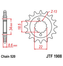 Зірочка передня jt 2276 15 ktm 390 duke '13-'18, 390 rc '14-'18 (227615jtrb) (ланцюг 520) з гумою
