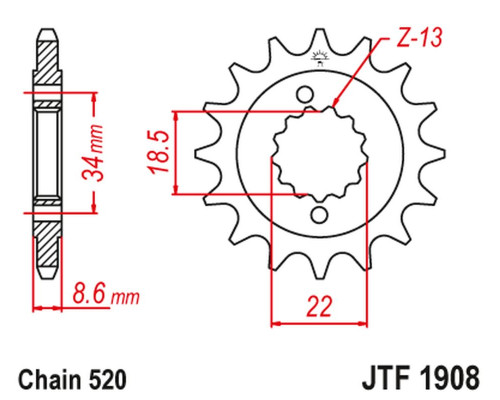 Зірочка передня jt 2276 15 ktm 390 duke '13-'18, 390 rc '14-'18 (227615jtrb) (ланцюг 520) з гумою