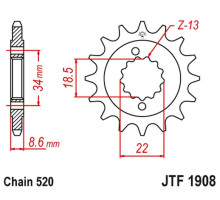 Зірочка передня jt 2276 15 ktm 390 duke '13-'18, 390 rc '14-'18 (227615jtrb) (ланцюг 520) з гумою