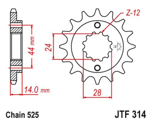 Jt передня зірочка 348 17 honda xrv 750 '90-'03 (+1) (jtf314.17)* (ланцюг 525)