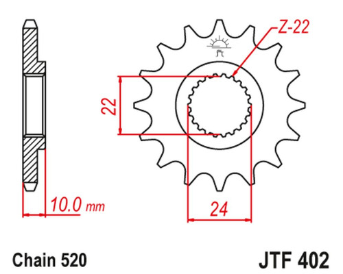 Jt передня зірочка 402 16 з гумою bmw f 650 '94-'15, aprilia pegaso 650 '98-'04 (40216jtrb) (ланцюг 520)