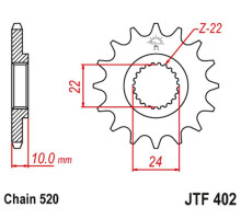 Jt передня зірочка 402 16 з гумою bmw f 650 '94-'15, aprilia pegaso 650 '98-'04 (40216jtrb) (ланцюг 520)