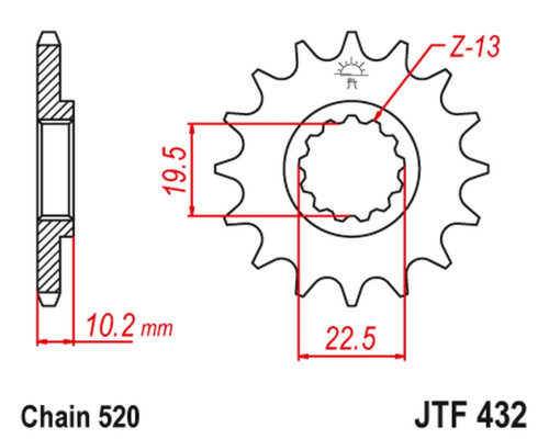 Jt передня зірочка 435 16 suzuki dr 350 '90-'99 (+1) drz 400 '00-'20 (+1) (jtf432.16)* (ланцюг 520)