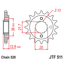 Зірочка передня jt 511 15 з гумою kawasaki klr 650 '90-'14 (51115jtrb) (ланцюг 520)