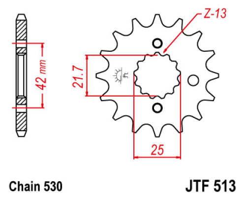 Передня зірочка jt 566 13 (ланцюг 530) - див. 51313jt (jtf513.13)