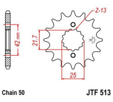 Jt передня зірочка 566 17 suzuki gsxr 1000/1300, tl 1000 (ланцюг 530) - - see 51317jt (jtf513.17)