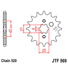 Jt передня зірочка 572 16 yamaha xv 250 '89-'15, sr 250 '79-'96 (ланцюг 520) - див. 56916jt (jtf569.16)