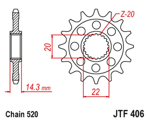 Jt передня зірочка bmw g 310gs '16-"20, g310r '16-'20 (jtf406.15)* (ланцюг 520) (-1)