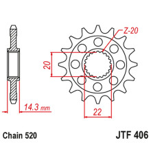 Jt передня зірочка bmw g310gs '16-, g310r '16-, (jtf406.16)* (ланцюг 520)