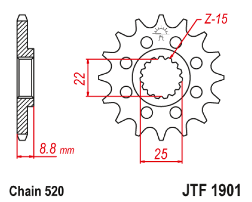 Jt передня зірочка з гумою 1248 13 ktm sx/exc '91-'25, beta, gasgas, husqvarna (124813rb) (ланцюг 520) - замовити