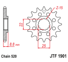 Jt передня зірочка з гумою 1248 14 ktm sx/exc '91-'25, gasgas, beta, husqvarna (124814rb) (ланцюг 520) - замовити